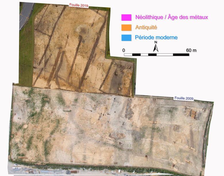 Vue aérienne des fouilles