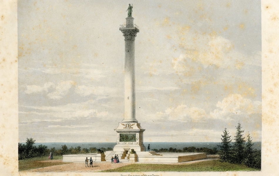 Gravure couleur montrant une colonne.