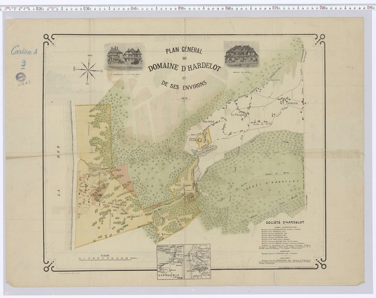 plan du domaine d'Hardelot tel qu'il a été acheté par John R. Whitley à la Belle Epoque comprenant le château d'Hardelot et 400 hectares de front de mer
