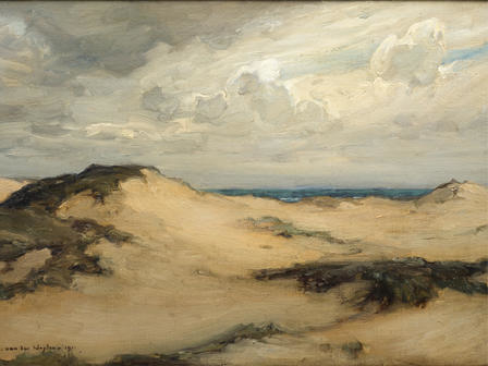 huile sur toile représentant les dunes de la côte d'opale pour elle-même