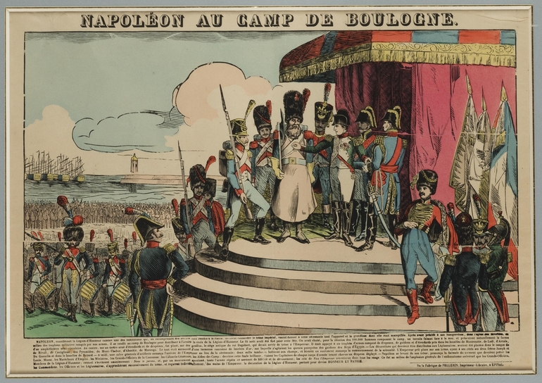 Image d'Epinal représentant Napoléon au camp de Boulogne
