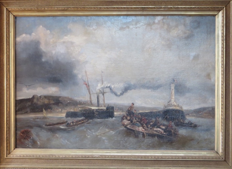 photographie du tableau Vue du port de Boulogne prise de la mer d'après Eugène Isabey